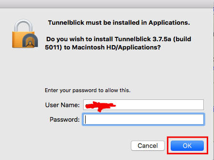 Install Tunnelblick into Applcations