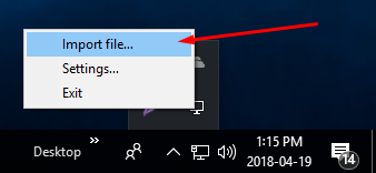 OpenVPN Import File Taskbar