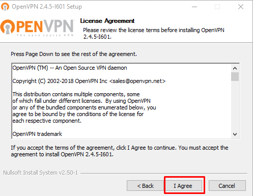 OpenVPN Wizard License Agreement