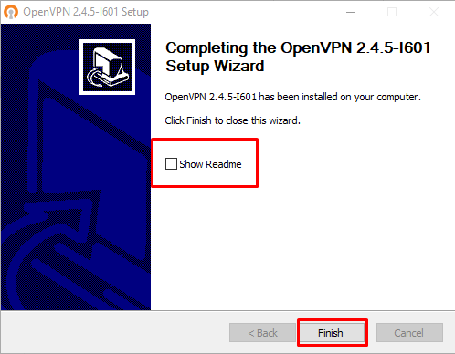 OpenVPN Wizard Finish