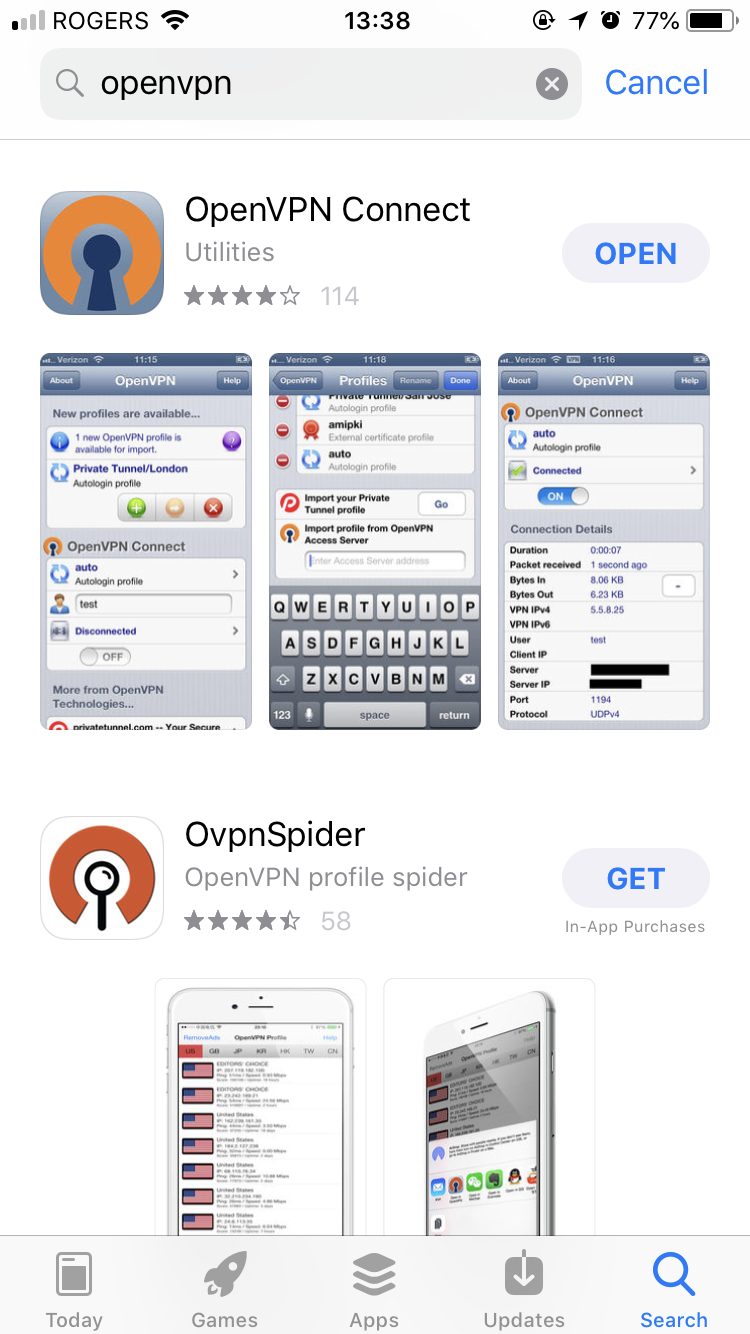 iOS OpenVPN Connect App