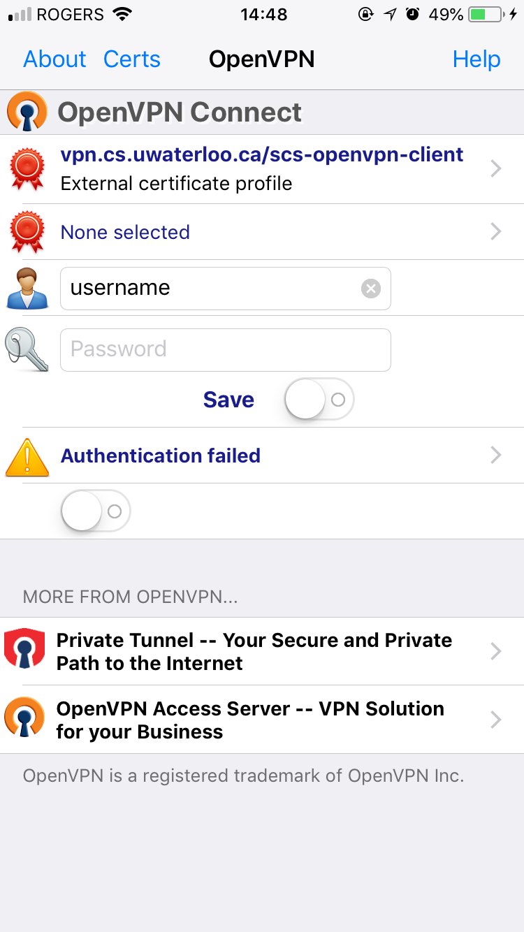 VPN Unsuccessful